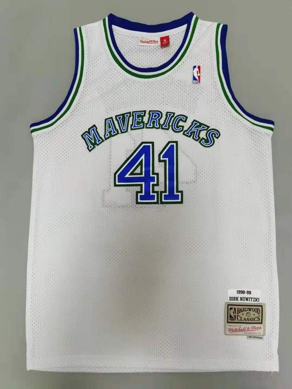 Men Dallas Mavericks #41 Nowitzki White Throwback 2025 NBA Jersey